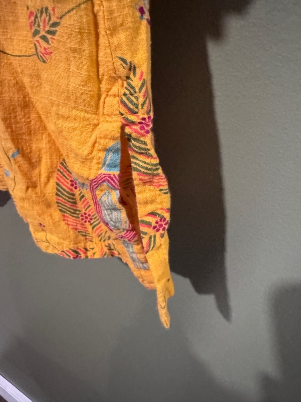 Fabindia Yellow Floral Print Tunic 100% Cotton Medium - Picture 5 of 6